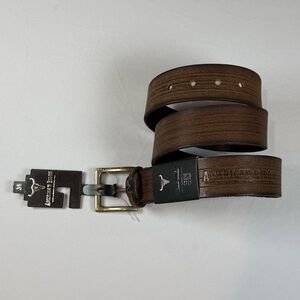 American Bison 100% Genuine Leather Dark Brown Leather Belt-Size 38